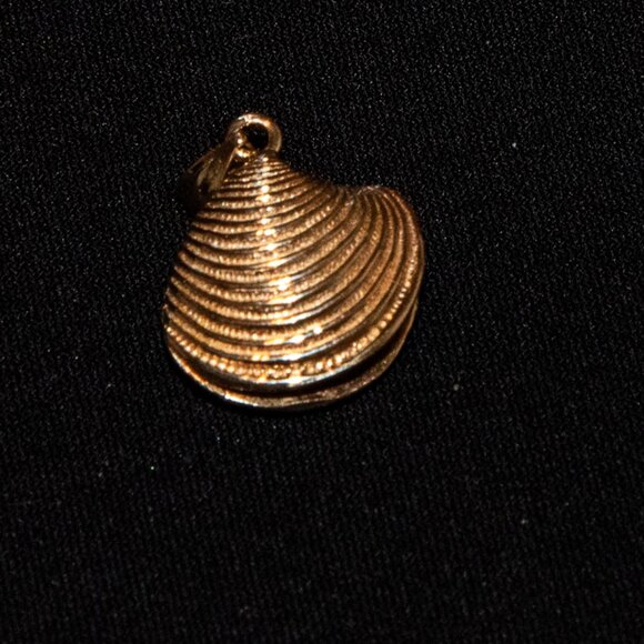 14K Yellow Gold Open Clam shell Pendant/Charm - Picture 2 of 3